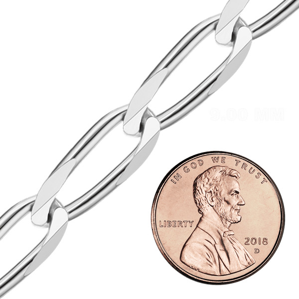 Bulk / Spooled Elongated Curb Chain in Sterling Silver (1.80 mm - 11.70 mm)