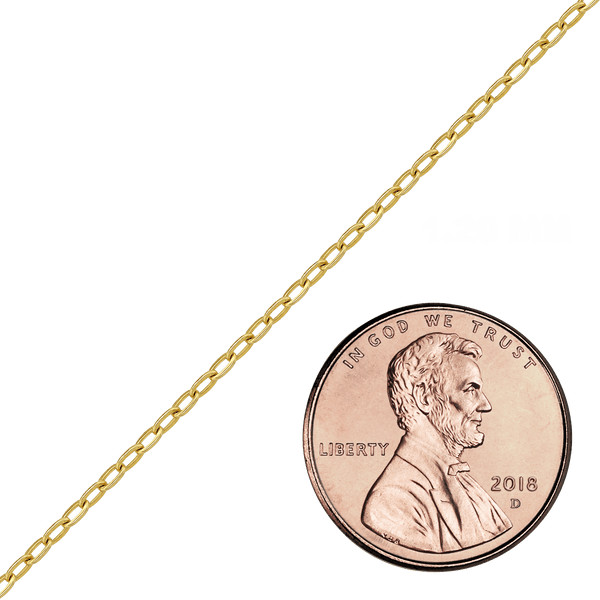 Bulk / Spooled Elongated Flat Cable Chain in 14K Yellow Gold (0.80 mm - 1.20 mm)