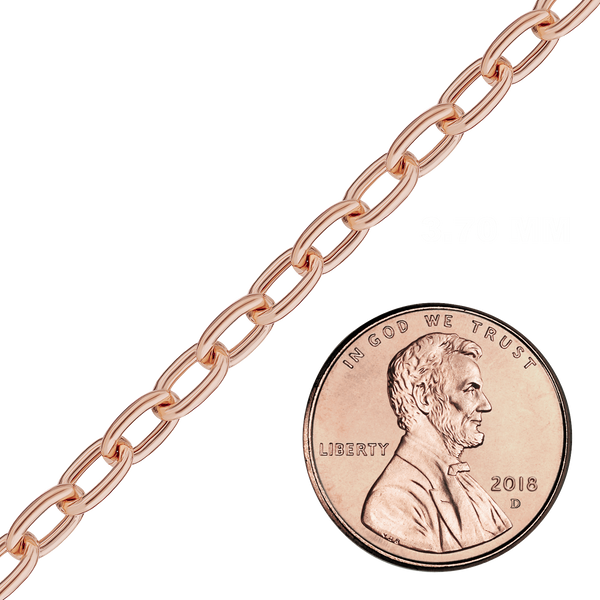 Bulk / Spooled Elongated Hollow Cable Chain in 14K Pink Gold (3.70 mm)