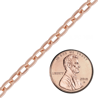 Bulk / Spooled Elongated Hollow Cable Chain in 14K Pink Gold (3.70 mm)