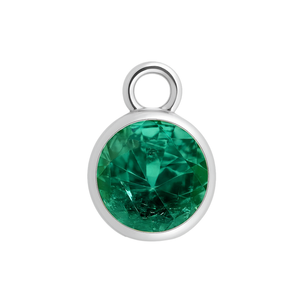 Diamond or Gemstone Bezel Drop Charm in 14K White Gold