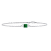 Diamond or Gemstone Square Bezel Charm in 14K White Diamond Cut Cable Bracelet