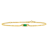Diamond or Gemstone Baguette Bezel Charm in 14K Yellow Diamond Cut Cable Bracelet