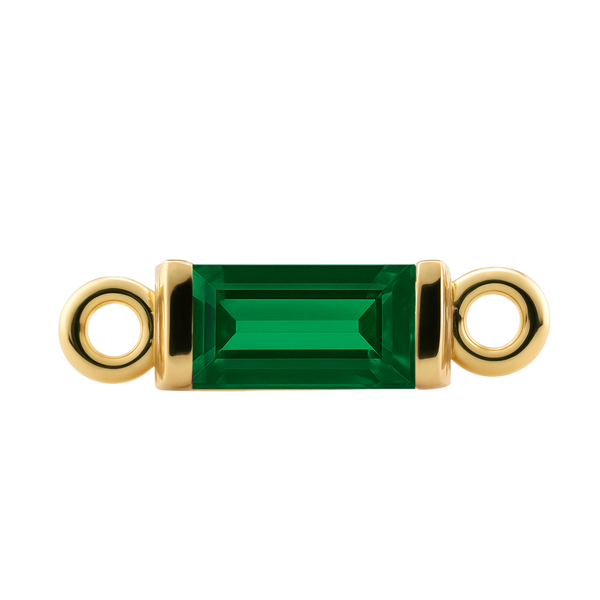 Diamond or Gemstone Baguette Bezel Bracelet/Necklace Charm in 14K Yellow Gold