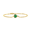 Diamond or Gemstone Heart Bezel Charm in 14K Yellow Diamond Cut Cable Bracelet