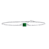 Diamond or Gemstone Square Bezel Charm in 14K White Diamond Cut Cable Bracelet