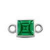 Diamond or Gemstone Square Bezel Drop Charm in 14K White Gold