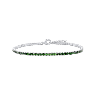 Tennis Bracelet with Emerald Colored CZ in Sterling Silver (2 mm - 4 mm)