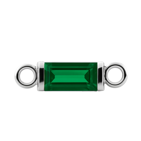 Diamond or Gemstone Baguette Bezel Bracelet/Necklace Charm in 14K White Gold