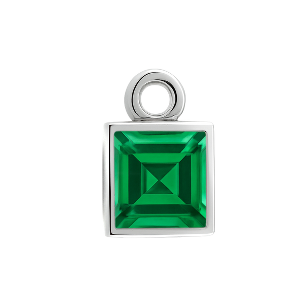 Diamond or Gemstone Square Bezel Drop Charm in 14K White Gold