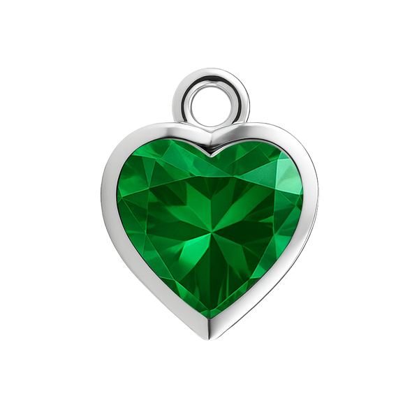 Diamond or Gemstone Heart Bezel Drop Charm in 14K White Gold