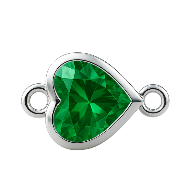 Diamond or Gemstone Heart Bezel Bracelet/Necklace Charm in 14K White Gold