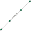 Finished Diamond by the Yard Cable Chain Bracelet in 14K White Gold with Emerald Stones