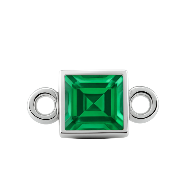 Diamond or Gemstone Square Bezel Drop Charm in 14K White Gold