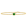 Diamond or Gemstone Square Bezel Charm in 14K Yellow Diamond Cut Cable Bracelet