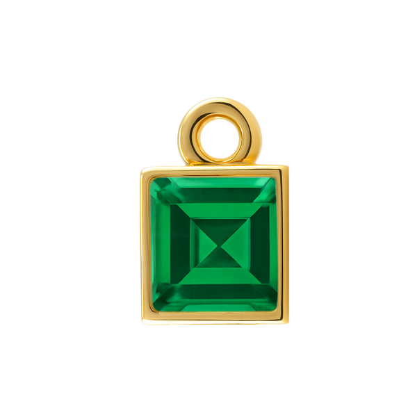 Diamond or Gemstone Square Bezel Drop Charm in 14K Yellow Gold