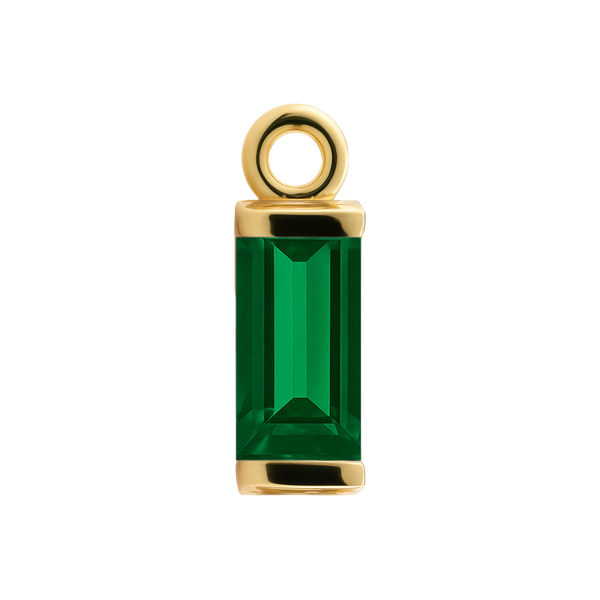 Diamond or Gemstone Baguette Bezel Drop Charm in 14K Yellow Gold