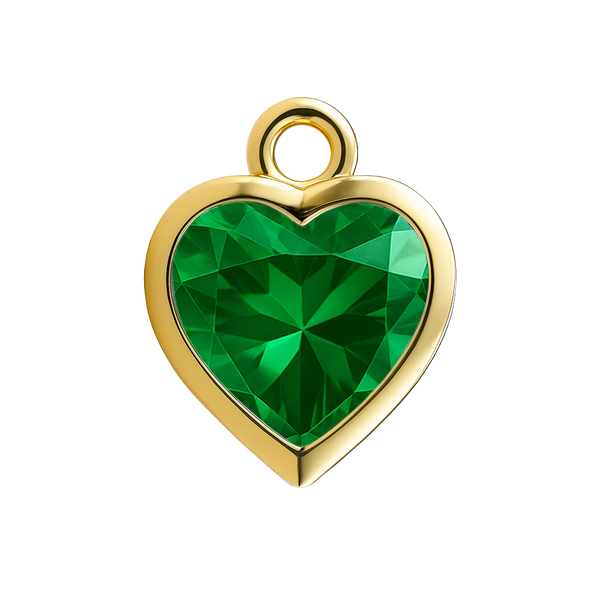 Diamond or Gemstone Heart Bezel Drop Charm in 14K Yellow Gold
