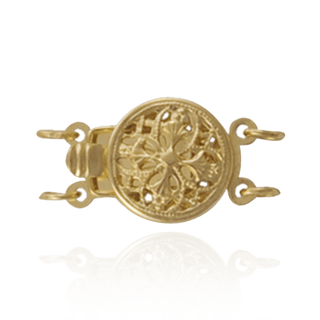 Round Filigree Pearl Clasp for Double Strand (9 mm)
