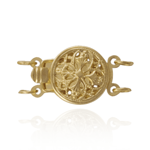 Round Filigree Pearl Clasp for Double Strand (9 mm)