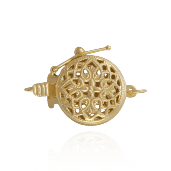 Round Filigree Pearl Clasp with Safety Lock (12 mm)