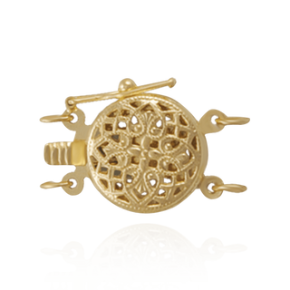 Round Filigree Pearl Clasp with Safety Lock (12 mm)