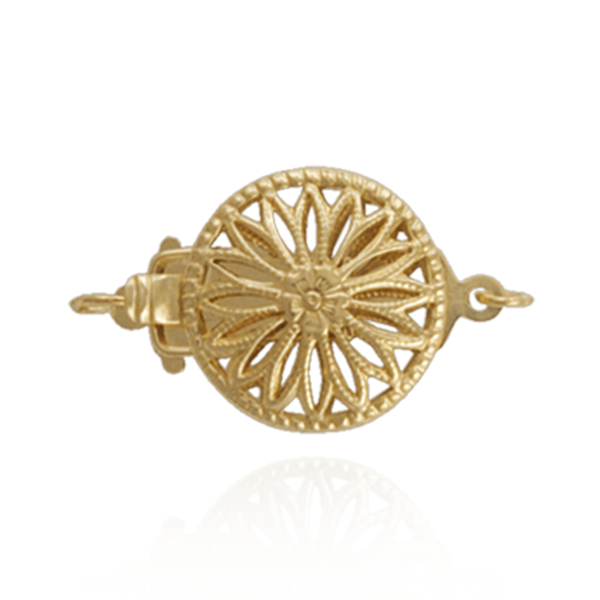Round Filigree Flower Pearl Clasp (13 mm)