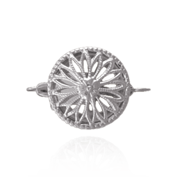 Round Filigree Flower Pearl Clasp (13 mm)