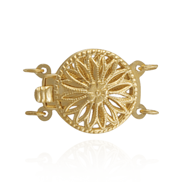 Round Filigree Flower Pearl Clasp (13 mm)