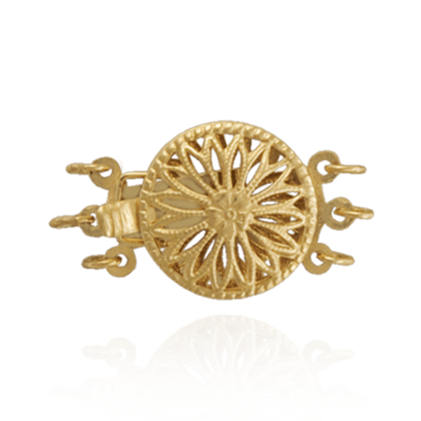 Round Filigree Flower Pearl Clasp for Triple Strand (13 mm)