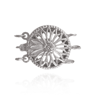 Round Filigree Flower Pearl Clasp for Triple Strand (13 mm)