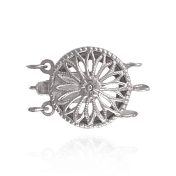 Round Filigree Flower Pearl Clasp for Triple Strand (13 mm)