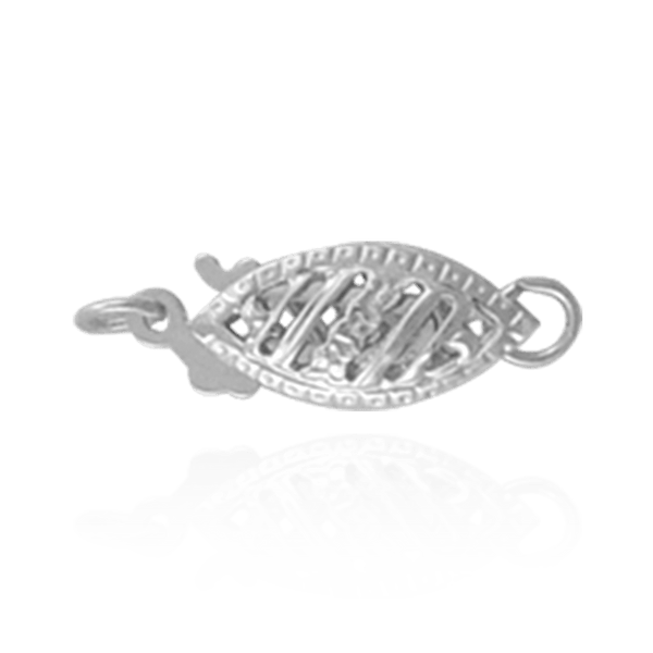 Fish Hook Oval Pearl Clasp with Filigree (13 mm)