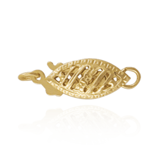 Fish Hook Oval Pearl Clasp with Filigree (13 mm)