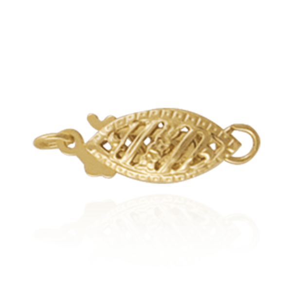 Fish Hook Oval Pearl Clasp with Filigree (13 mm)