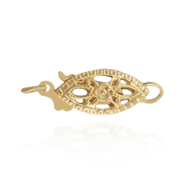 14K Gold Fish Hook Pearl Clasp with Filigree (12 mm)