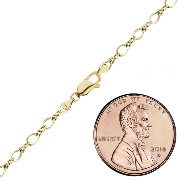 Finished Figure Eight Anklet in 14K Yellow Gold (2.30 mm - 3.70 mm)