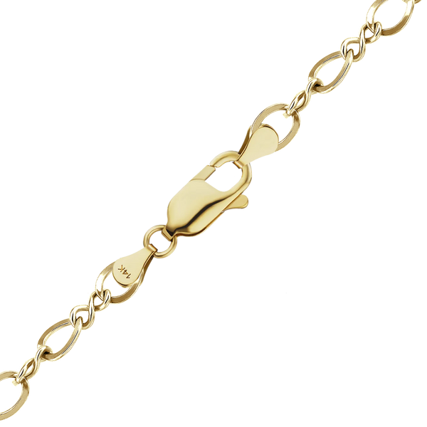Finished Figure Eight Anklet in 14K Yellow Gold (2.30 mm - 3.70 mm)