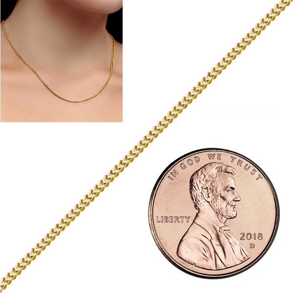 Bulk / Spooled Franco Foxtail Chain in 14K Yellow Gold (1.25 mm - 3.60 mm)