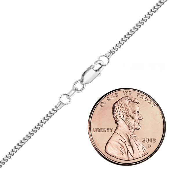 Finished Franco Foxtail Necklace in 14K White Gold (1.50 mm - 2.50 mm)