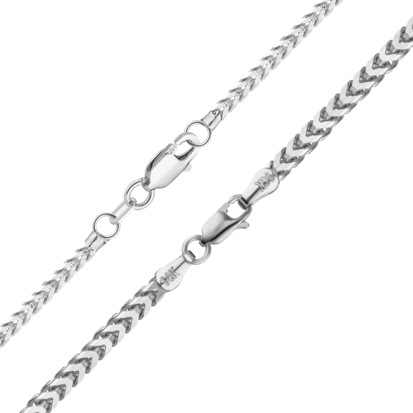Finished Franco Foxtail Necklace in 14K White Gold (1.50 mm - 2.50 mm)