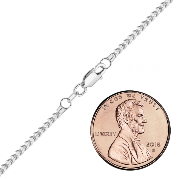 Finished Franco Foxtail Anklet in 14K White Gold (1.50 mm - 2.50 mm)