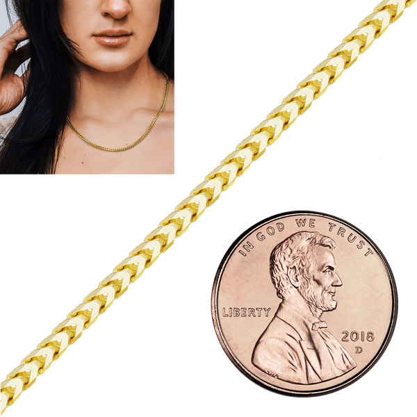 Bulk / Spooled Franco Foxtail Chain in 14K Yellow Gold (1.25 mm - 3.20 mm)