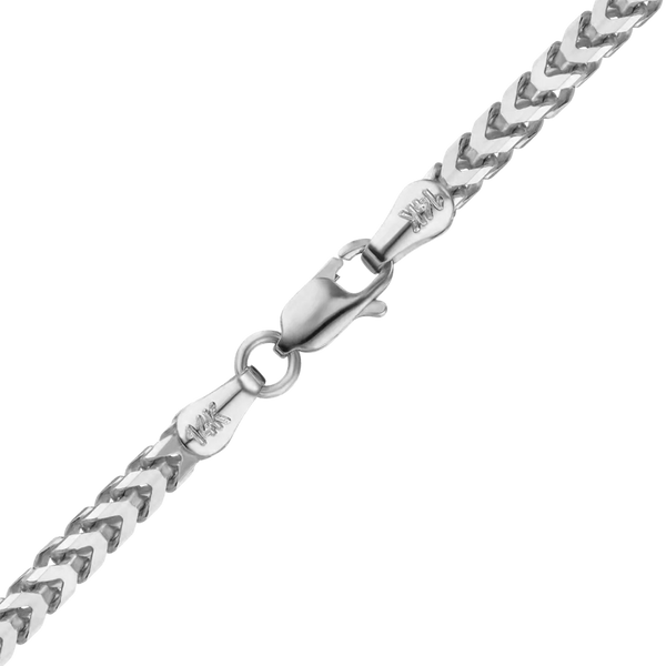 Finished Franco Foxtail Necklace in 14K White Gold (1.85 mm - 2.50 mm)