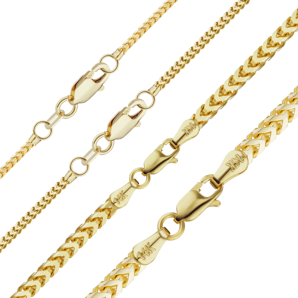 Finished Franco Foxtail Anklet in 14K Yellow Gold (1.25 mm - 3.20 mm)