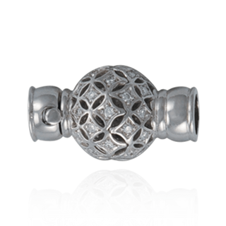 Bead Pearl Clasps with Filigree Diamond Ball (11.5 mm)