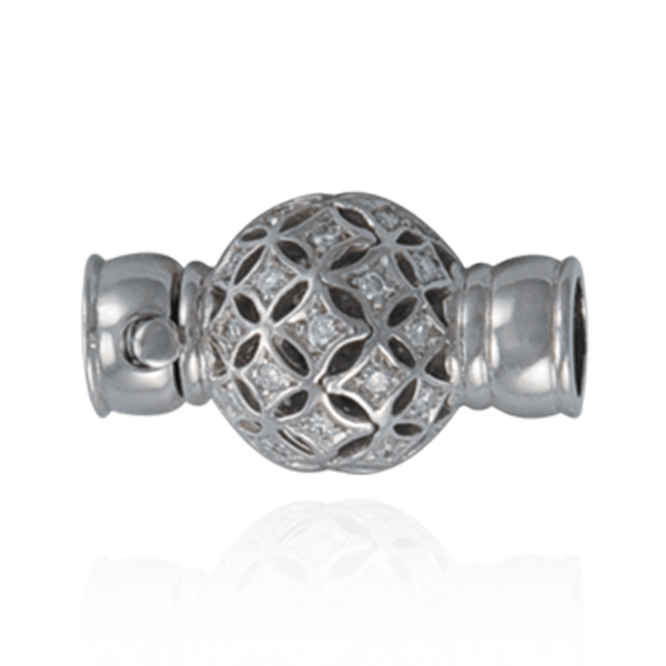 Bead Pearl Clasps with Filigree Diamond Ball (11.5 mm)