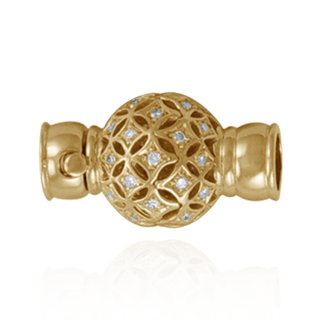 Bead Pearl Clasps with Filigree Diamond Ball (11.5 mm)