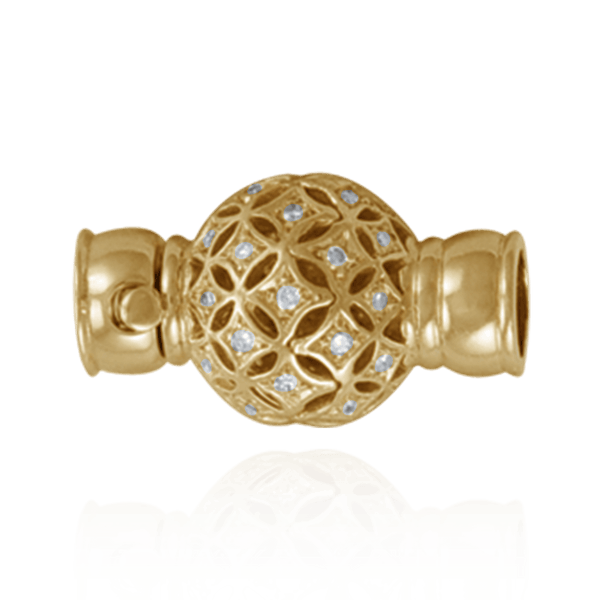 Bead Pearl Clasps with Filigree Diamond Ball (11.5 mm)