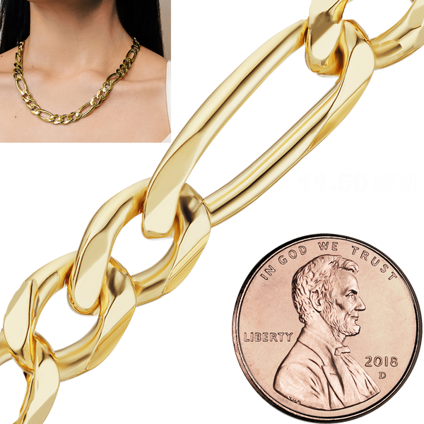 Bulk / Spooled Classic Figaro Chain in 14K & 18K Yellow Gold (1.50 mm - 11.50 mm)